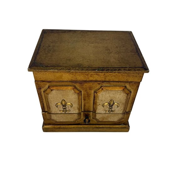 Vintage 1960s 1970s French Provincial Florentine Jewelry Music Box Lion's Head H - Picture 2 of 11